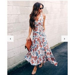 Vici Hollow Floral Asymmetrical Wrap Dress